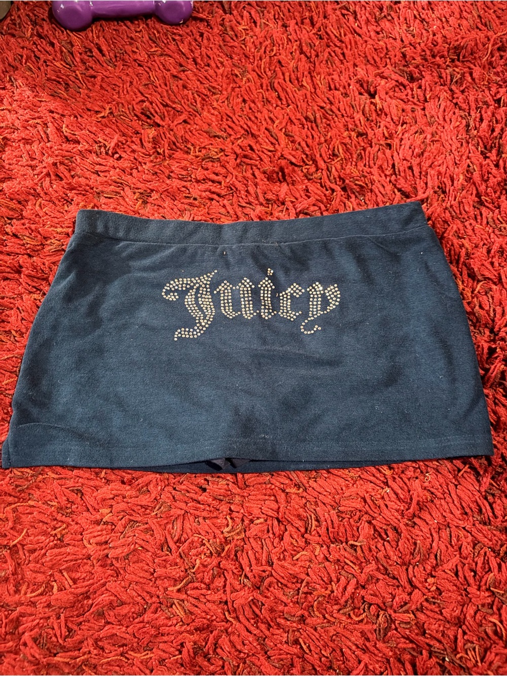 Juicy Couture Navy Mini Skirt with Rhinestone Juicy Logo